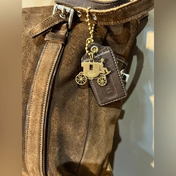 COACH Brown Leather Suede Hampton Tote Bag - Picture 4 of 12